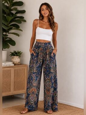 Paisley Boho Palazzo Pants